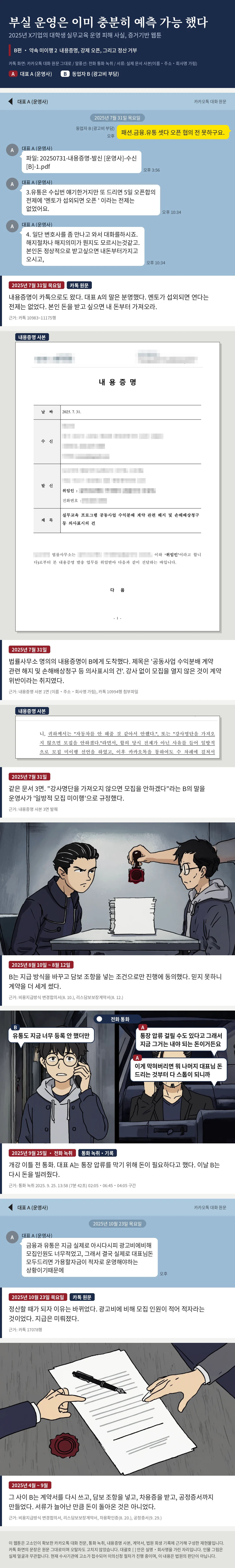 B편. 내용증명과 강제 오픈, 정산 거부 경위를 정리한 만화