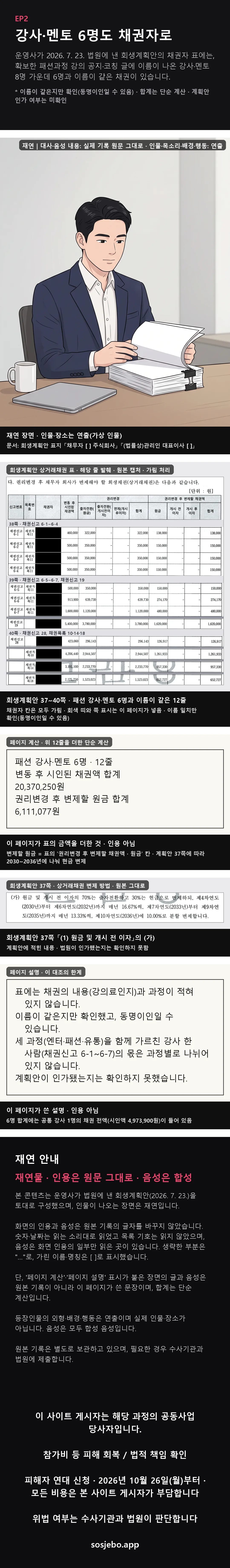 EP2 웹툰판. 강사·멘토 6명도 채권자로